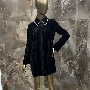 Zara Black Velvet Long Sleeve Dress
